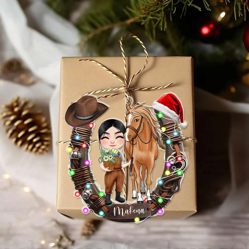 Custom Horse Lover's Christmas Acrylic Ornament Ornament PopCulturePrints