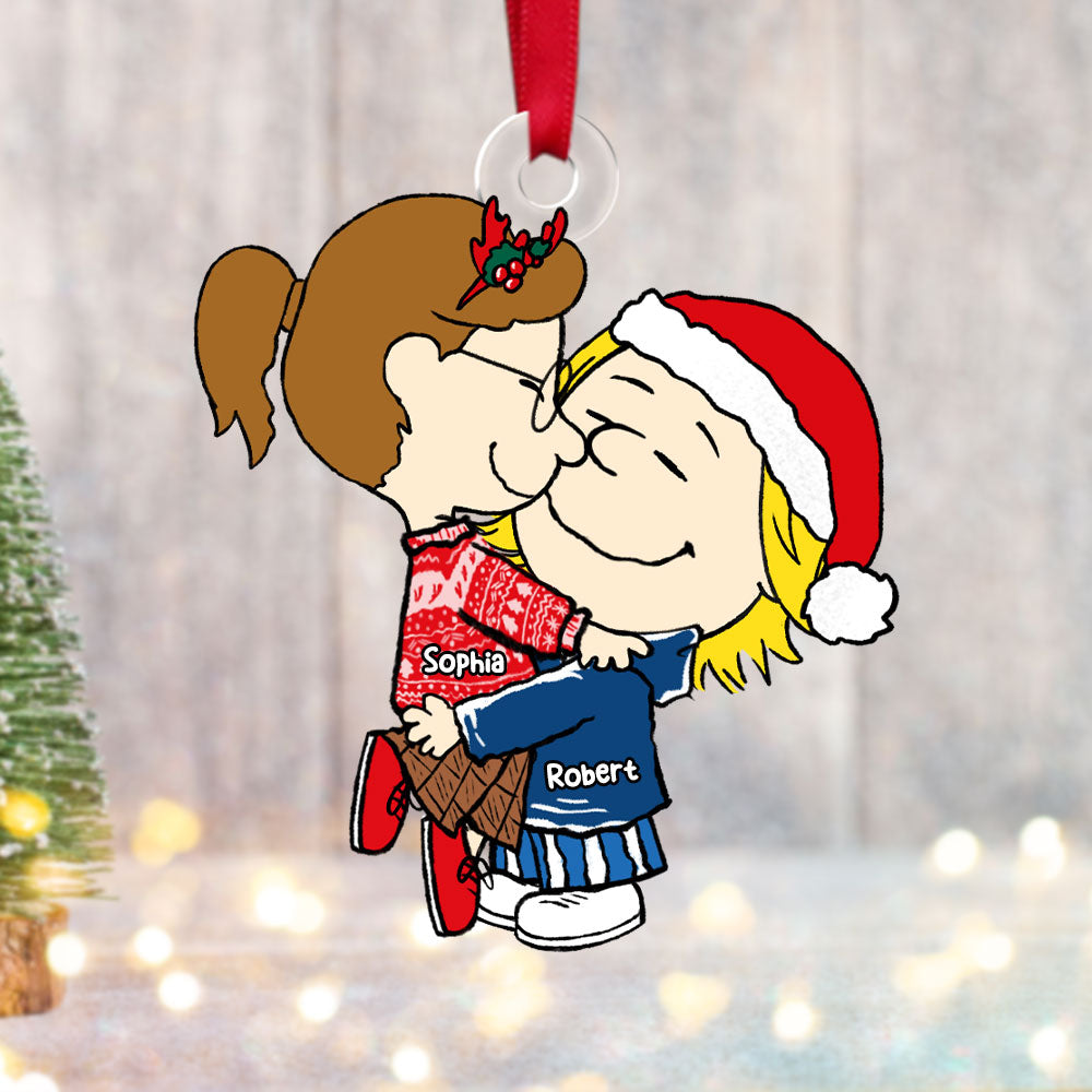 Custom Cartoon Couple Christmas Ornament Gift