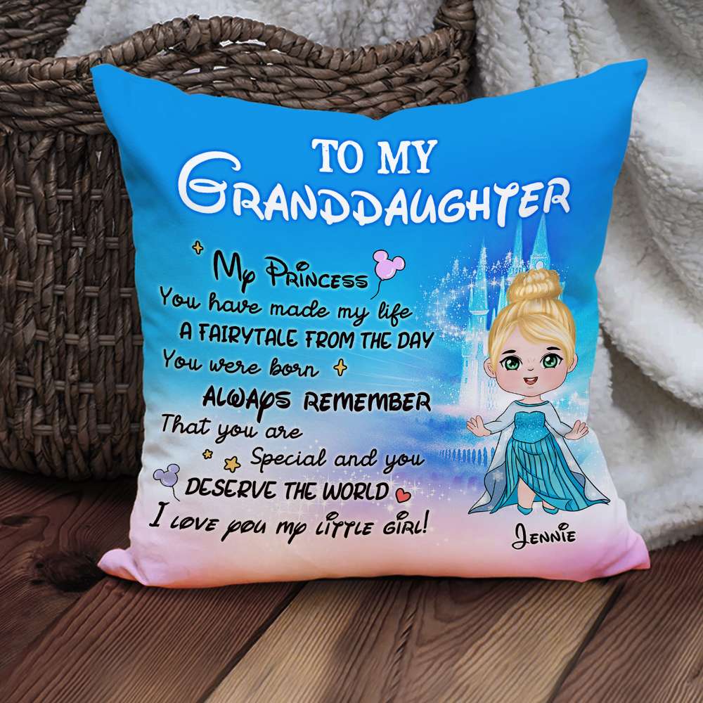 Personalized Princess Pillow for Granddaughter - Magical Gift Pillow PopCulturePrints