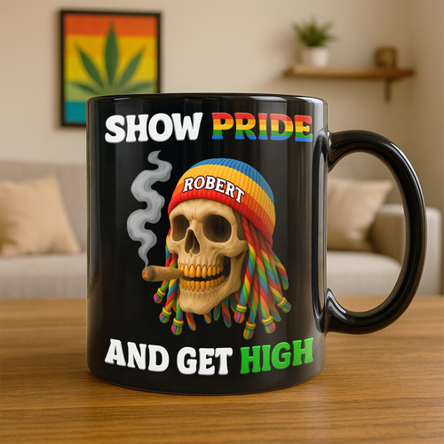 Show Pride And Get High Mug - Personalized Gift for LGBT Smokers Coffee Mug PopCulturePrints