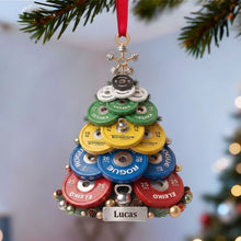 Load image into Gallery viewer, Celebrate the Strength: Weight Plate Tree Christmas Ornament – Personalize Your Gift for Gym Lovers Ornament PopCulturePrints
