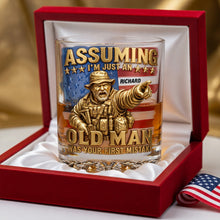 Load image into Gallery viewer, Assuming I'm Just an Old Man - Funny Veteran Round Glass - Personalized Gift for Veterans
