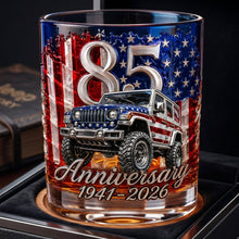 Load image into Gallery viewer, "Cheers to 85 Years!" Personalized Drinking Glass - Unique Gift for Anniversary and Jeep Lovers
