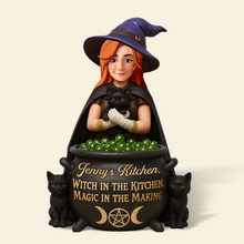 Load image into Gallery viewer, “Magic in Every Meal” - Personalized Kitchen Witch Acrylic Plaque - Custom Gift for Witches Shaped Plaques PopCulturePrints
