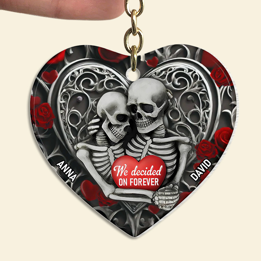 Personalized Skeleton Couple Keychain - We Decided On Forever Keychains PopCulturePrints