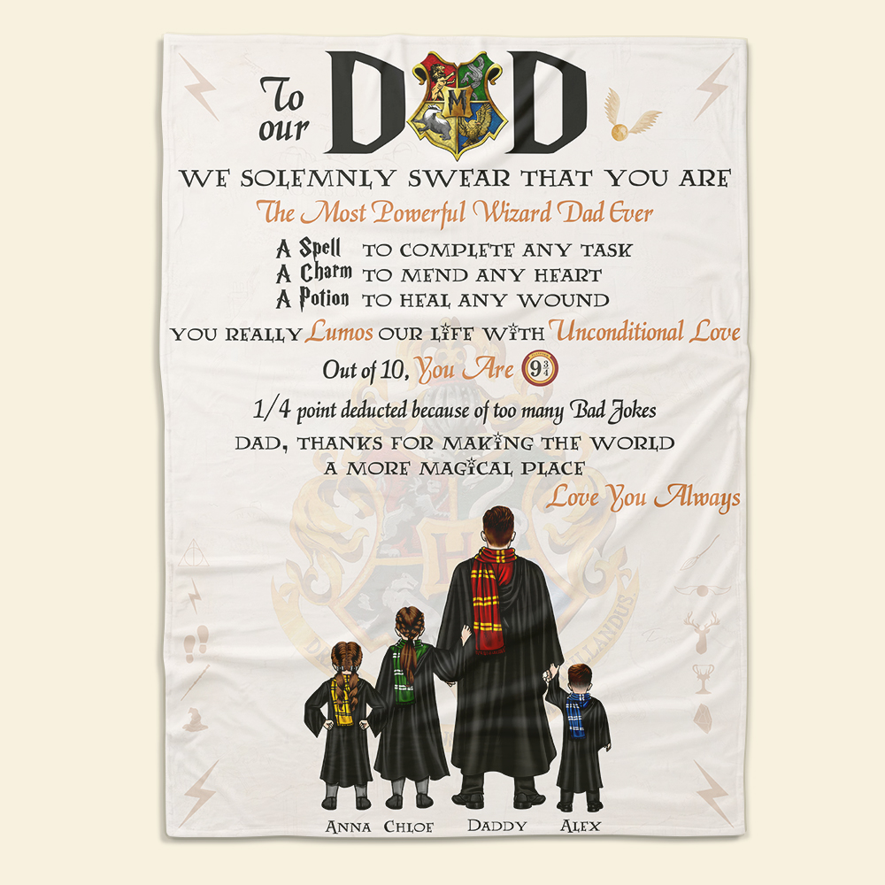 Personalized Wizard Dad Blanket - Harry Potter Theme