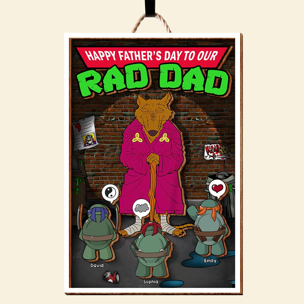 Rad Dad Personalized Wood Sign - Cool Father's Day Gift Wood Sign PopCulturePrints