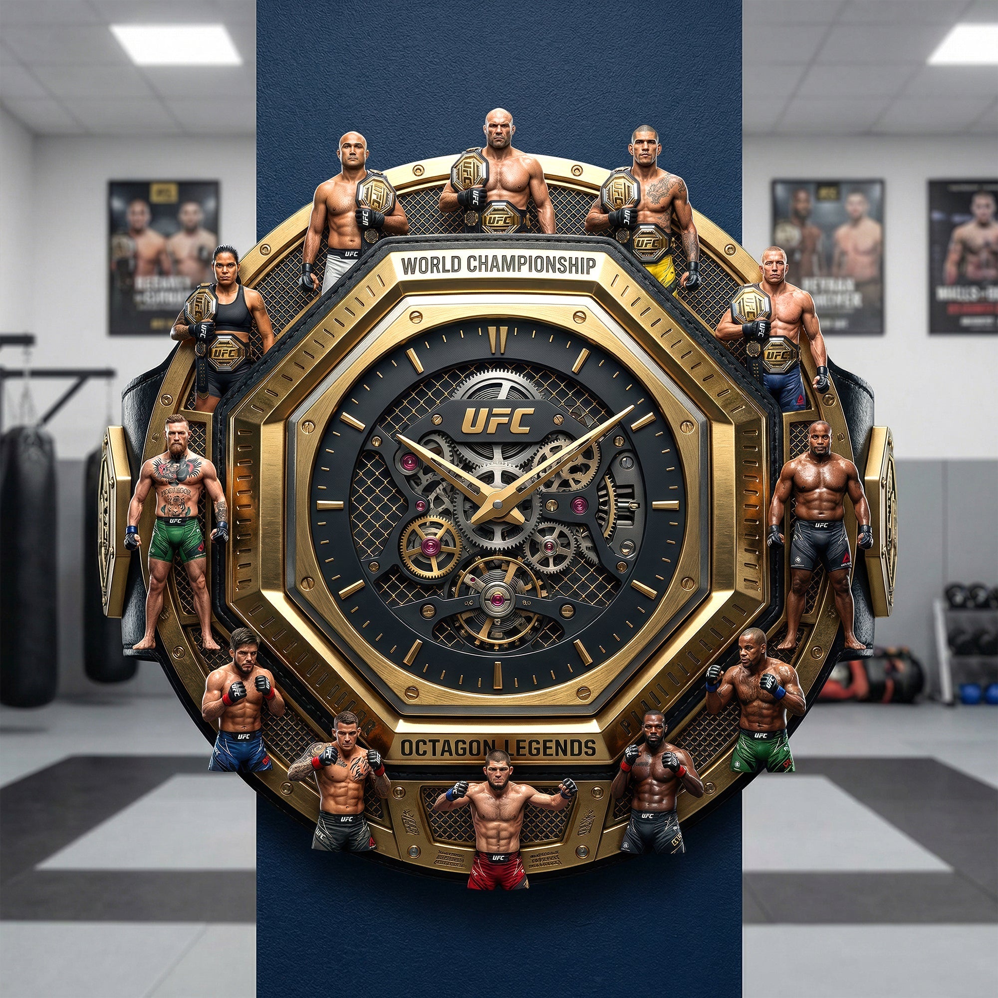 Time of Legends: Customizable UFC Hanging Wall Clock - Unique Gift for Sports Fans Hanging Wall Clock PopCulturePrints