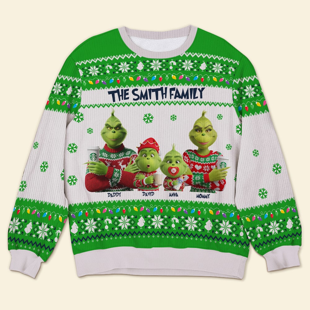 “Spread Holiday Cheer With Family Unity” - Personalized Christmas Ugly Sweater for Family AOP Products PopCulturePrints
