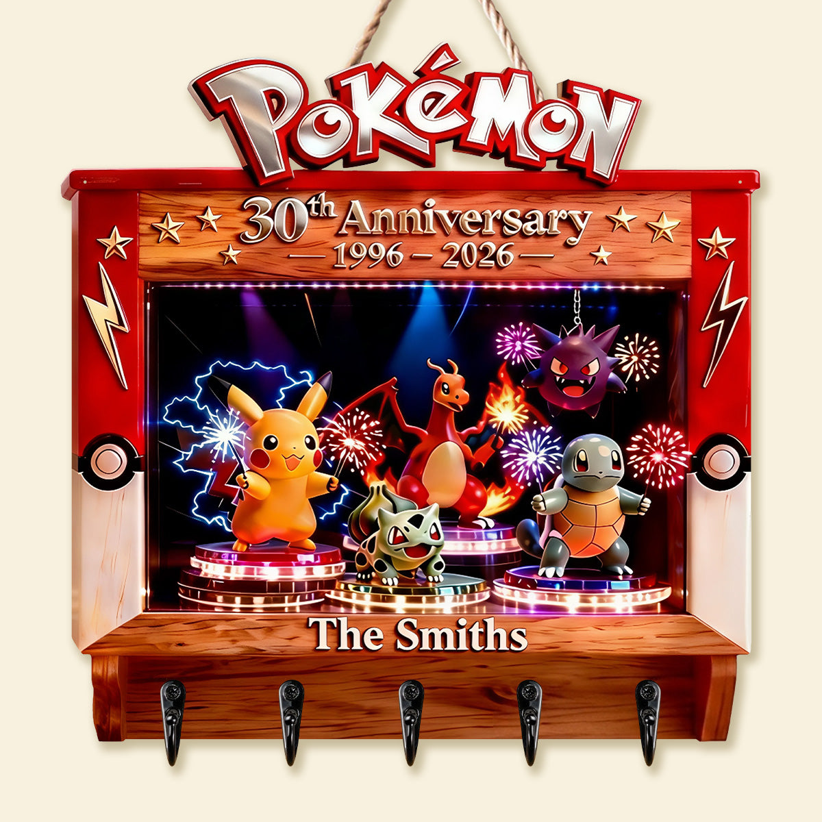 Celebrate 30 Years of Pokémon Adventure - Personalized Key Hanger for Game Lovers Key Hanger PopCulturePrints