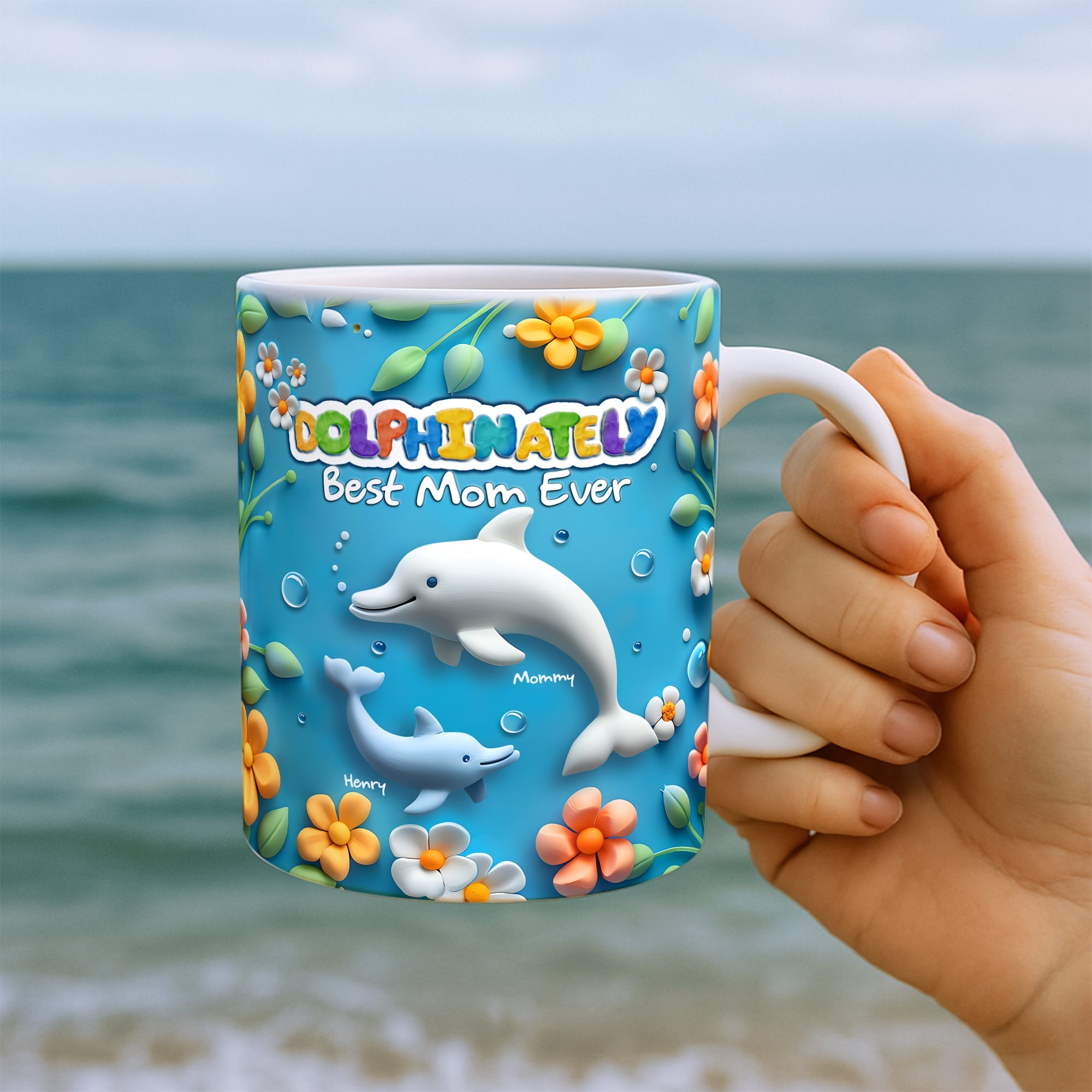 “Dolphinately Best Mom Ever” - Personalized Coffee Mug for Dolphin Lovers - Perfect Gift for Mom, Grandma, and Any Special Woman Coffee Mug PopCulturePrints
