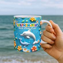 Load image into Gallery viewer, “Dolphinately Best Mom Ever” - Personalized Coffee Mug for Dolphin Lovers - Perfect Gift for Mom, Grandma, and Any Special Woman Coffee Mug PopCulturePrints
