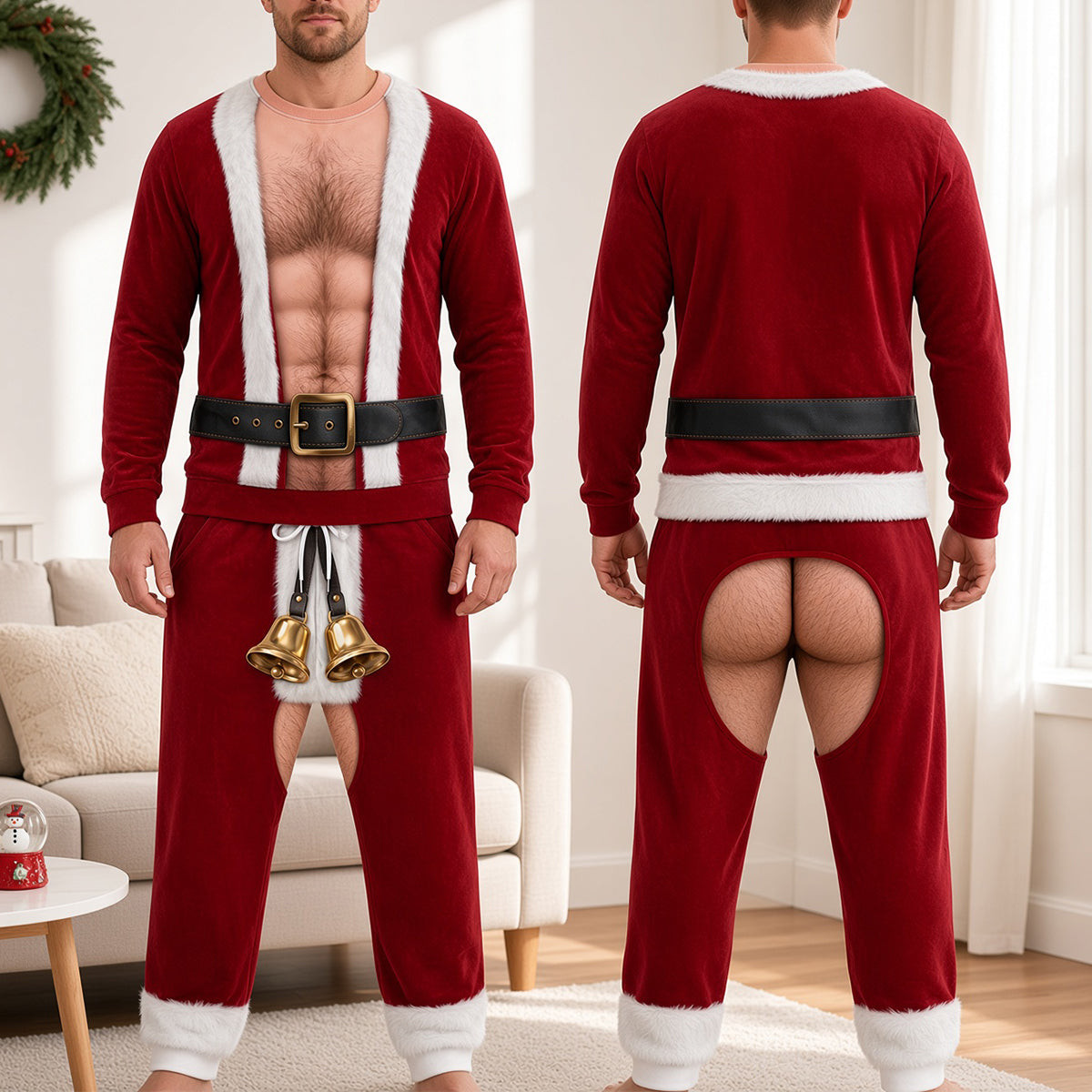 “Be the Life of the Party” - Funny Santa Set Sweatshirt & Sweatpants - Personalized Gifts for Christmas AOP Products PopCulturePrints