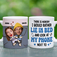 Load image into Gallery viewer, Personalized Couple Photo Coffee Mug - &#39;Lie In Bed &amp; Look At My Phone&#39; - Funny Gift for Couples Coffee Mug PopCulturePrints
