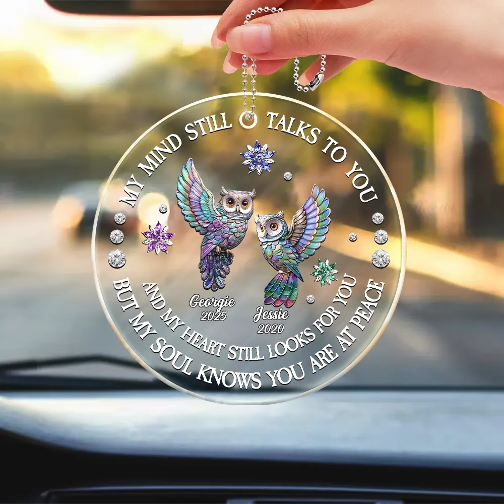 My Soul Knows You Are At Peace - Personalized Memorial Gemstone Car Hanger Acrylic Car Hanger PopCulturePrints