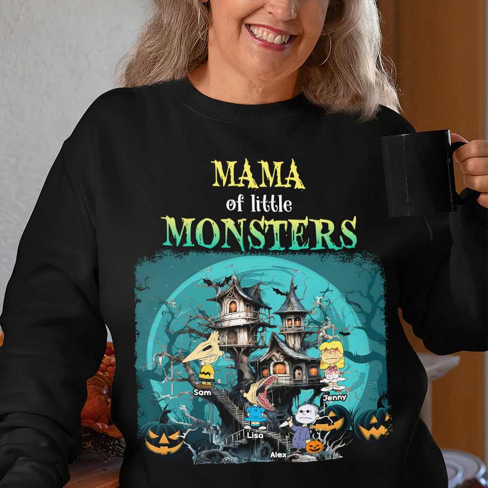 Personalized Mama of Little Monsters Sweatshirt - Custom Names Halloween Design