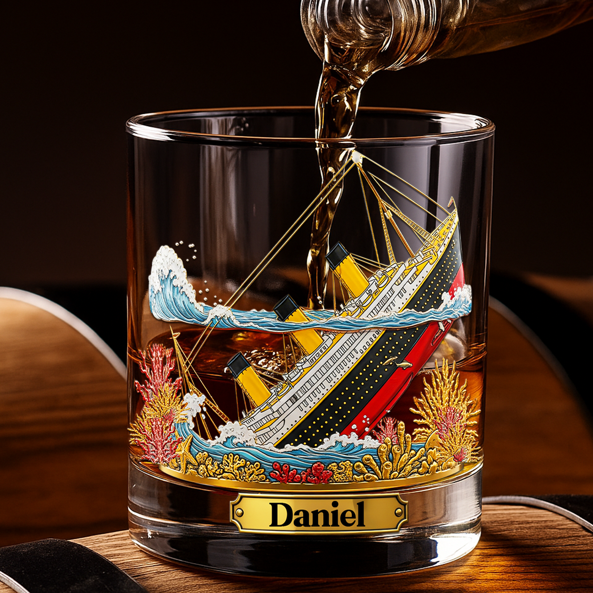 Sail Away with Style: Legendary Ocean Voyage Whiskey Glass - Personalized Gifts for Boat Lovers Whiskey Glass PopCulturePrints