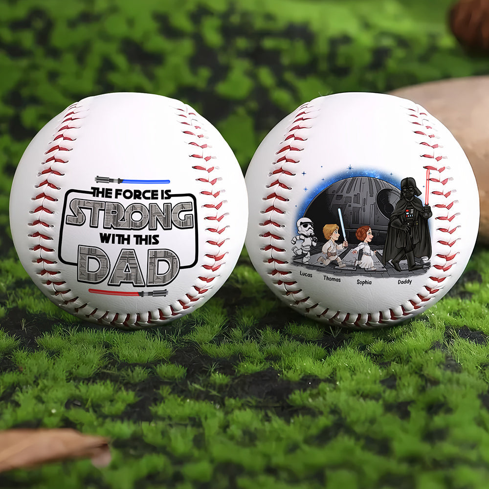 The Force is Strong with This Dad - Personalized Baseball Gift for Fathers Baseball PopCulturePrints