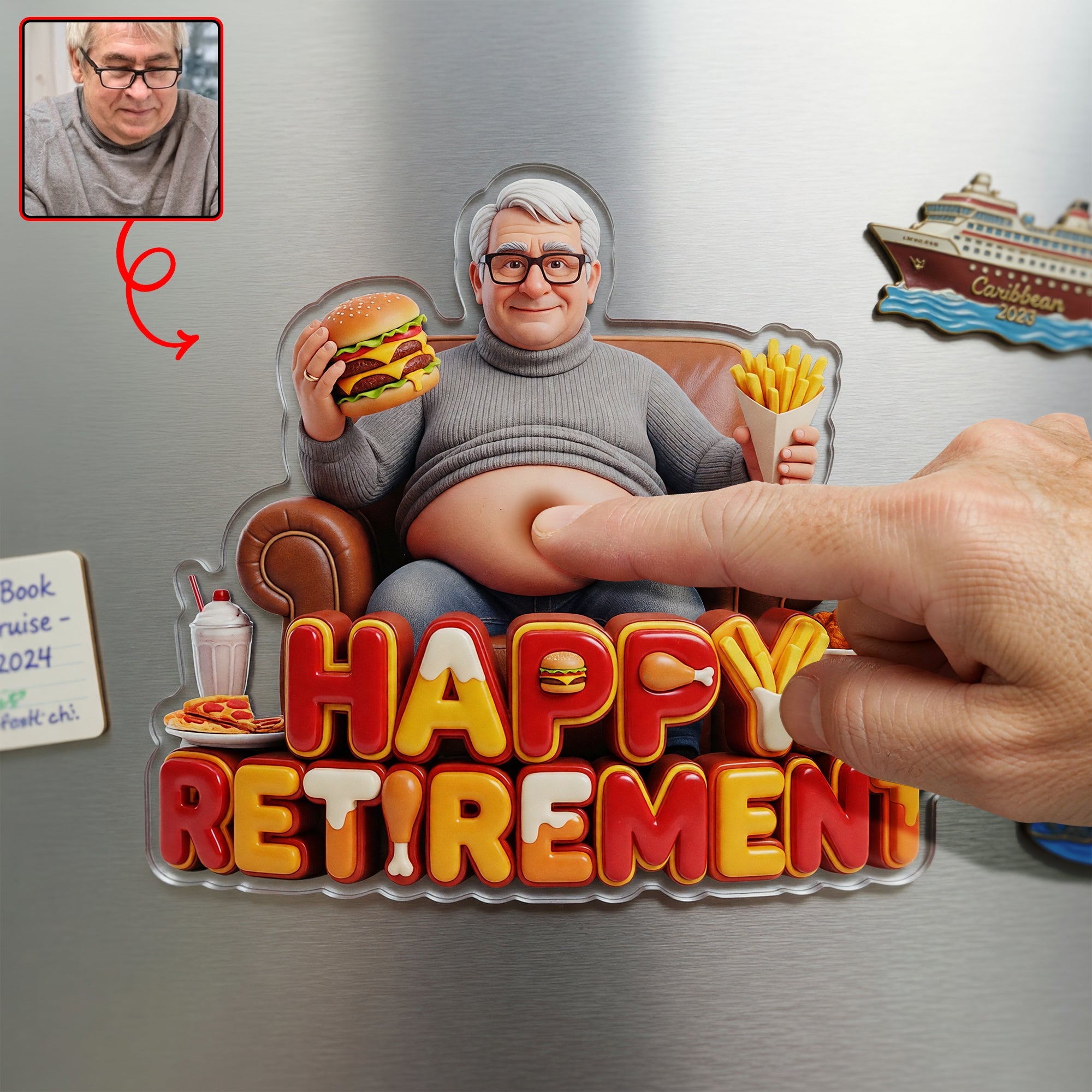 Happy Retirement Fridge Magnet - Custom Photo Gift for Your Special Retiree Fridge Magnet PopCulturePrints