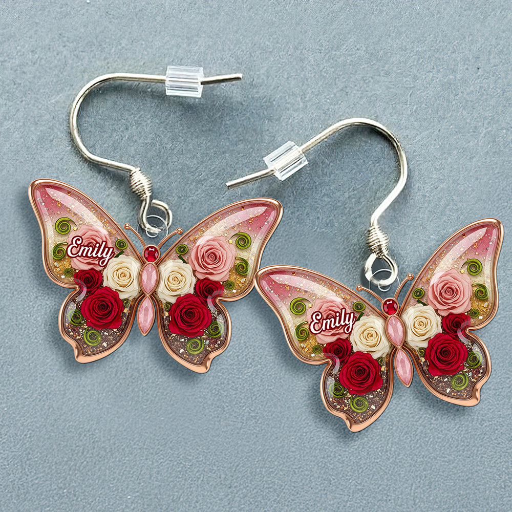 “Embrace Nature's Beauty” - Birth Month Flower Butterfly Acrylic Earrings - Personalized Gift for Her Earrings PopCulturePrints