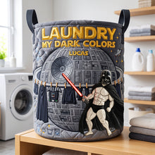 Load image into Gallery viewer, “May the Laundry Be with You!” - Fun Sorting Laundry Loads Quilted Laundry Basket - Personalized Gift for Star Wars Fans
