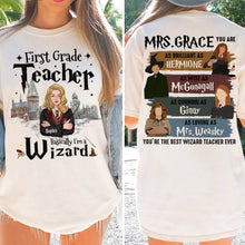 Load image into Gallery viewer, Personalized First Grade Teacher Wizard T-Shirt
