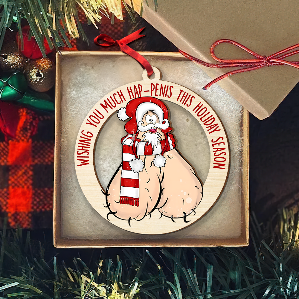 Humorous Santa Christmas Ornament for Couples - Funny Valentine's Day Gifts Ornament PopCulturePrints