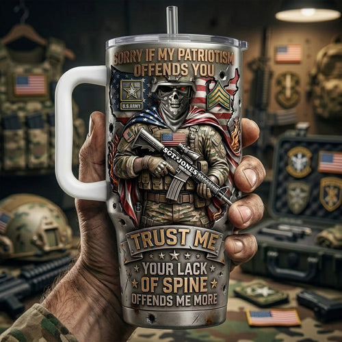 Fierce American Warrior 40oz Tumbler - Personalized Gifts for Veterans Tumbler Cup PopCulturePrints
