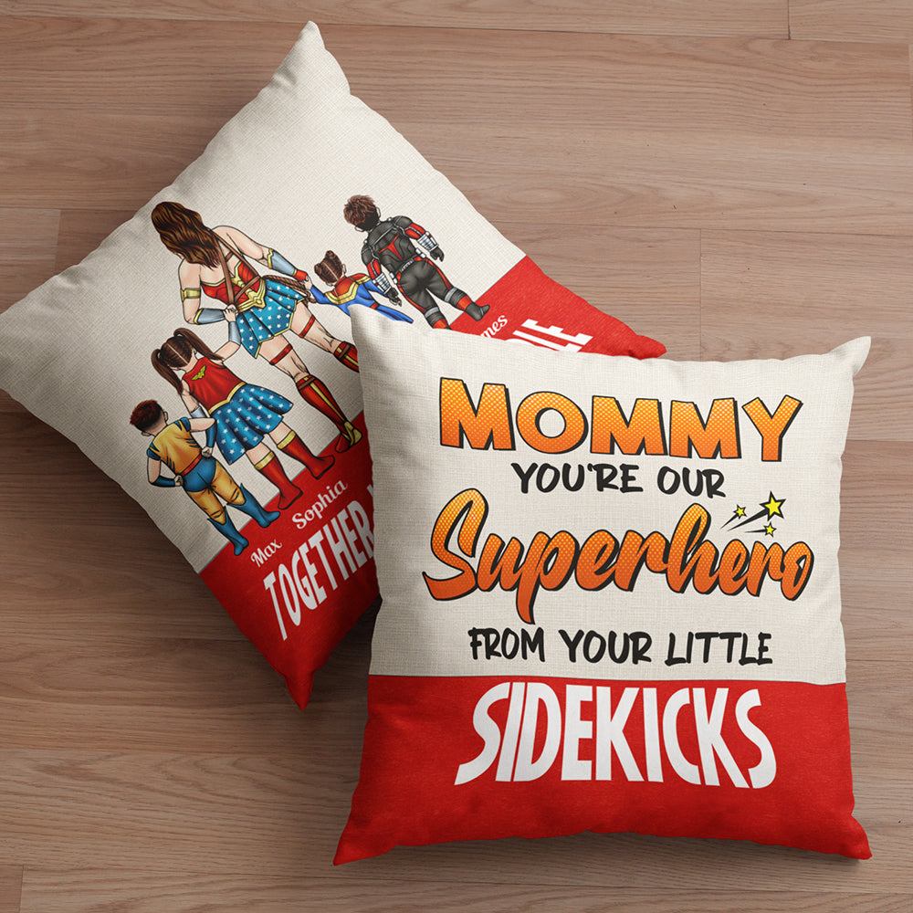 Personalized Superhero Mom Pillow - Custom Family Names Pillow PopCulturePrints