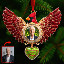 Load image into Gallery viewer, You&#39;re Always in Our Hearts – Cardinal Memorial Christmas Ornament - Custom Photo Gift for Loved Ones In Heaven Ornament PopCulturePrints
