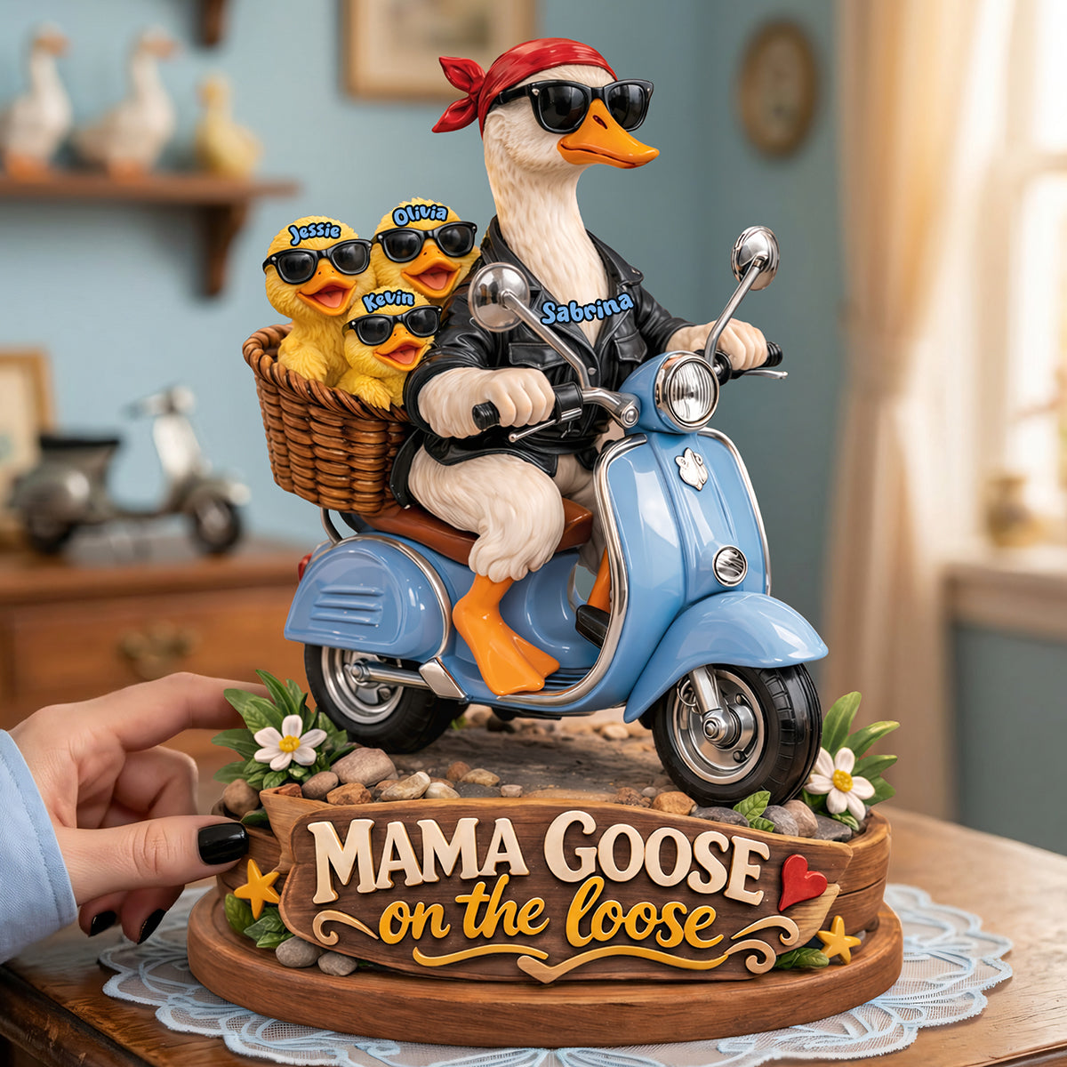 “Mama Goose On The Loose” - Personalized Gift for Mom, Perfect for Mother's Day, Grandma & More Shaped Plaques PopCulturePrints