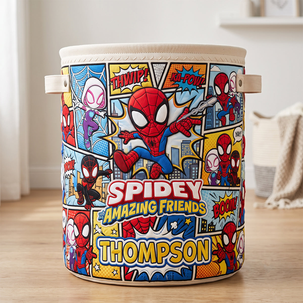 Comic Hero Quilted Laundry Basket - Personalize Gifts 02patn010726 Laundry Basket PopCulturePrints