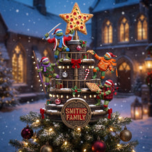 Load image into Gallery viewer, “Celebrate the Season with a Slice of Fun!” - Personalized Pizza Star Acrylic Christmas Tree Topper - Custom Gift for Families &amp; Friends Ornament PopCulturePrints
