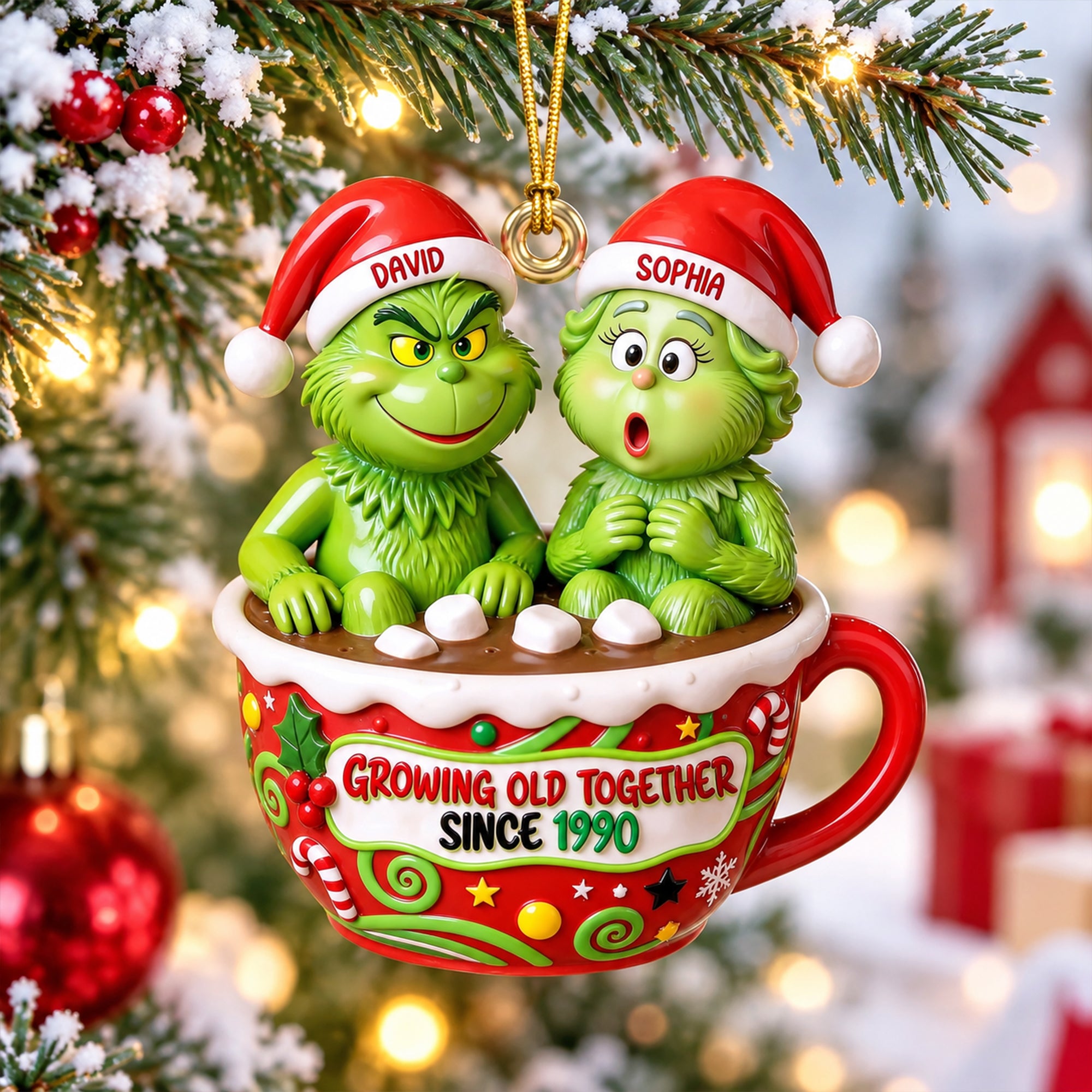 Growing Old Together - Personalized Hot Chocolate Cup Ornament for Couples Ornament PopCulturePrints