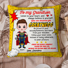 Load image into Gallery viewer, Personalized Inspirational Pillow for Grandson - Believe in Yourself Pillow PopCulturePrints
