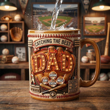 Load image into Gallery viewer, Catching the Best DAD - Personalized Baseball Dad MVP Coffee Mug for Father's Day Gifts Coffee Mug PopCulturePrints
