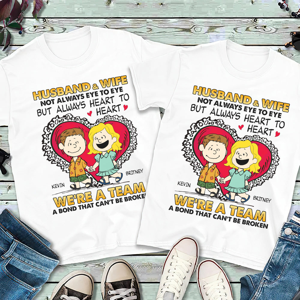 Personalized Cartoon Couple Shirts - Heart to Heart Design