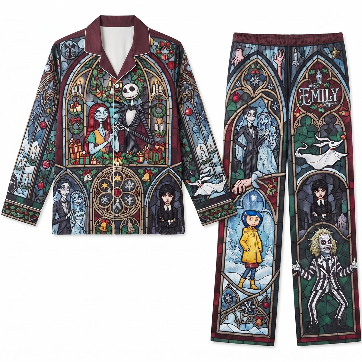 "Embrace the Spookiness!" - Personalized Spooky Pajama Set for Halloween - A Unique Gift for Friends and Family
