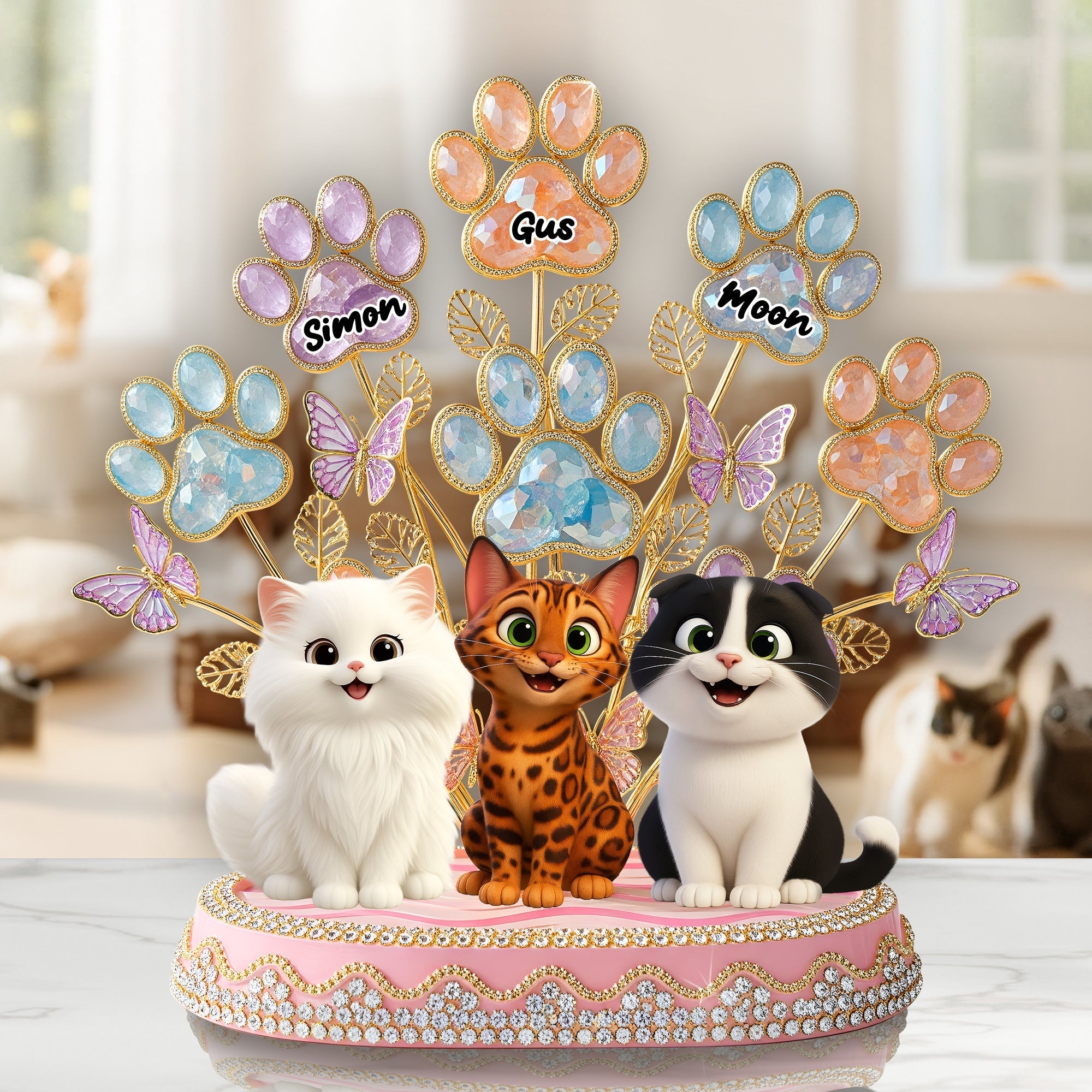 “Celebrate Every Paw” - Cute Paw Tree Acrylic Plaque - Personalized Gift for Dog & Cat Lovers Shaped Plaques PopCulturePrints