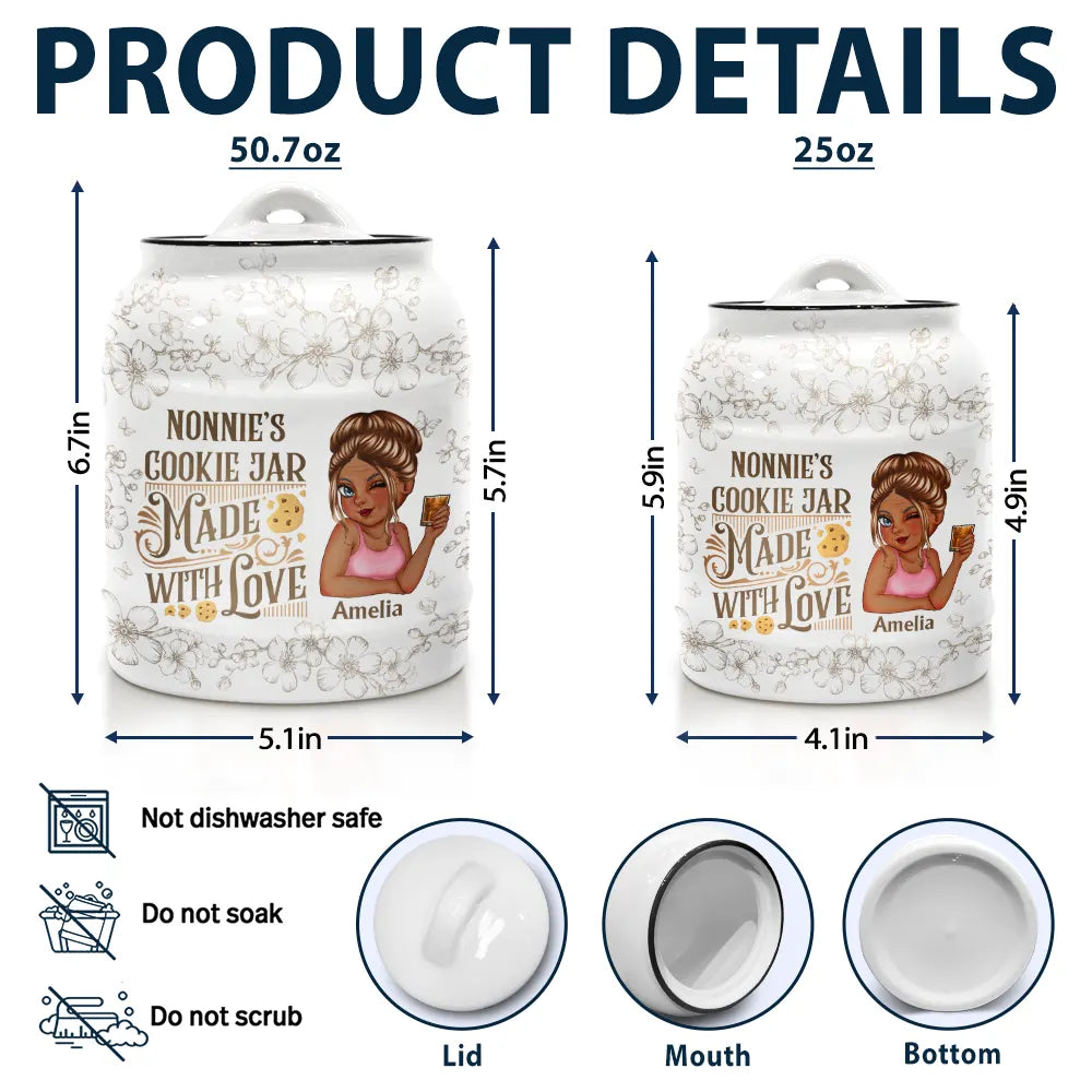 Grandma's Cookie Jar Made With Love - Personalized Cookie Jar for Grandmas & Cookie Lovers Cookie Jar PopCulturePrints