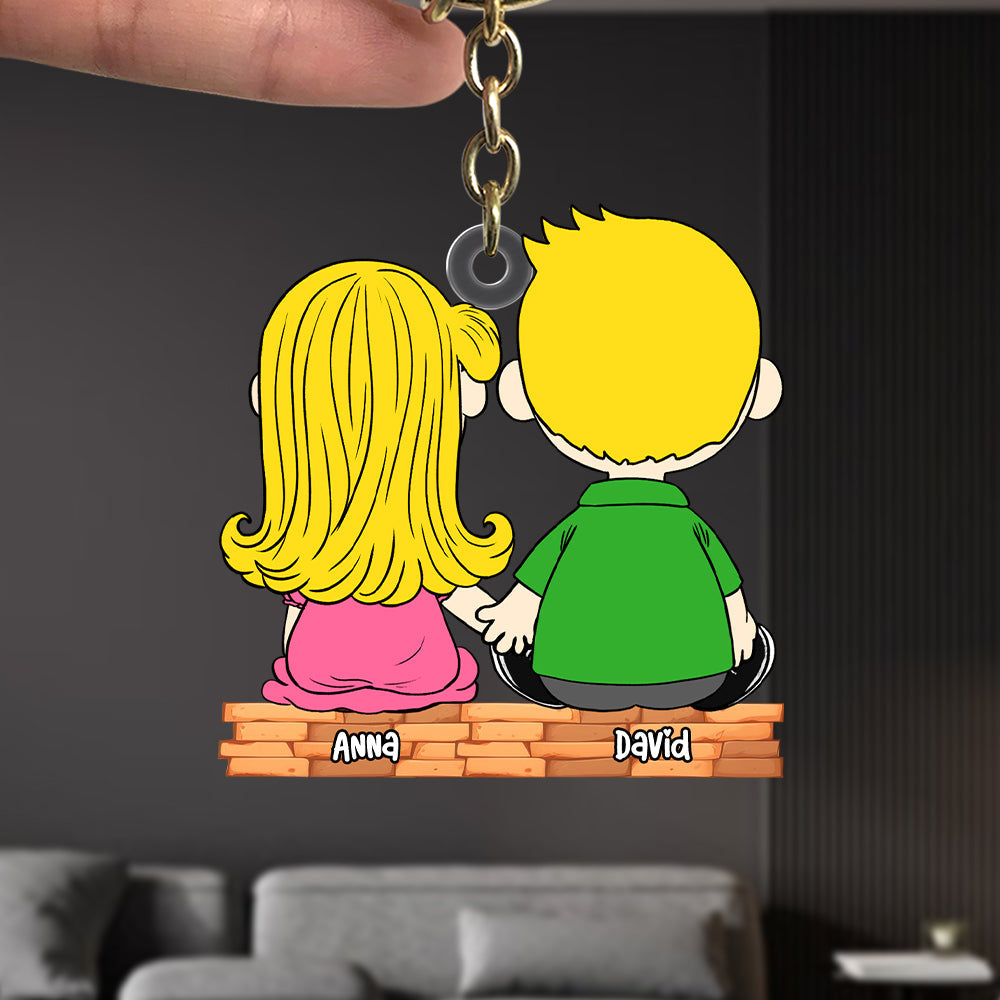 Custom Couples Cartoon Acrylic Keychain