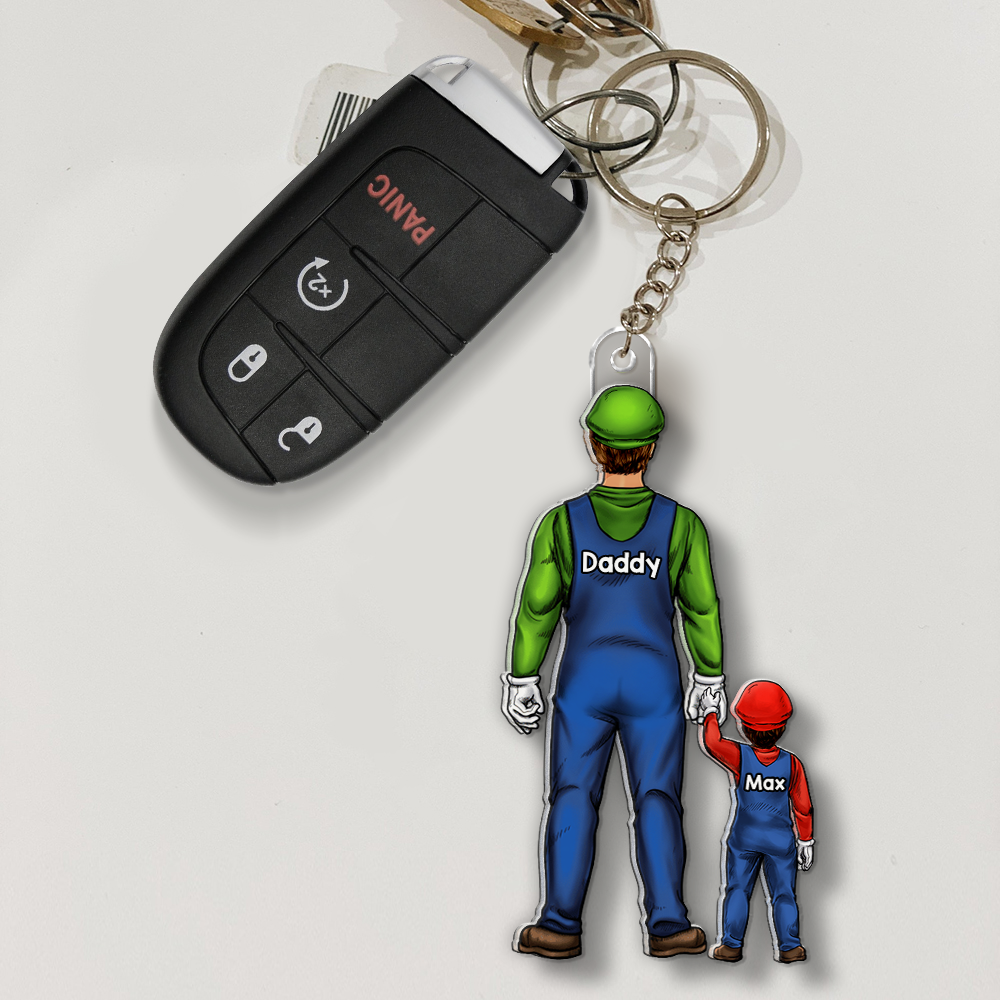 “Celebrate Dad’s Gaming Adventures!” - Gamer Dad Keychain - Personalized Gift for Dad, Grandpa, and more Keychains PopCulturePrints