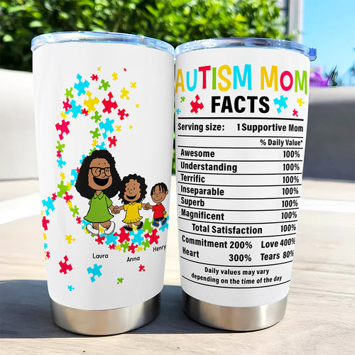 Supportive Mom Facts - Personalized Tumbler for Autism Moms Tumbler Cup PopCulturePrints