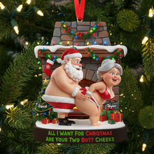 Load image into Gallery viewer, All I Want For Christmas Are Your Two Butt Cheeks - Naughty Old Gnome Couple Ornament - Personalized Gift for Couples Ornament PopCulturePrints
