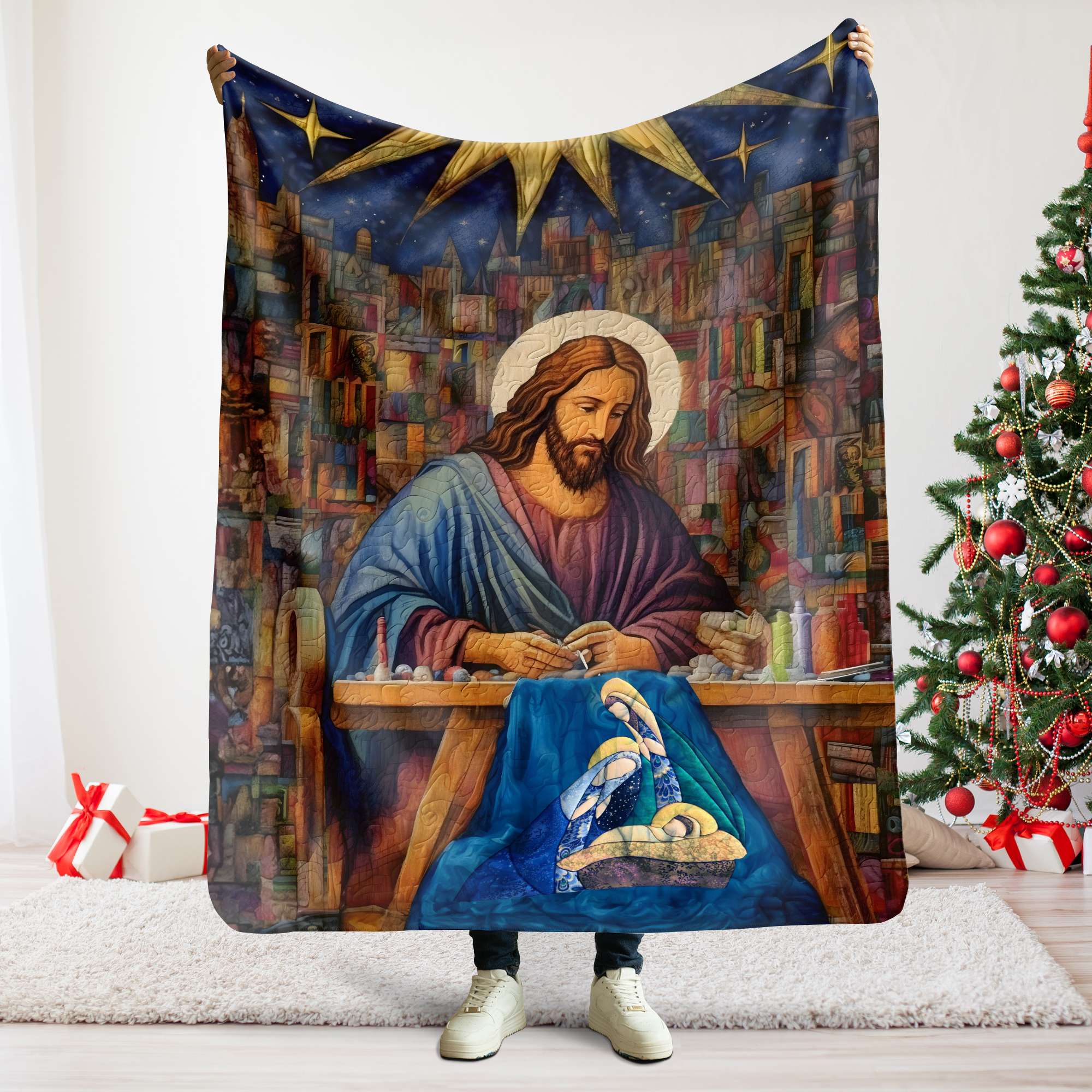 Christian Quilting Blanket - Jesus Christ Design, Perfect Gift for Quilters