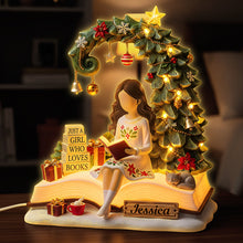Load image into Gallery viewer, Just a Girl Who Loves Books - Book Girl Custom Shape Acrylic Christmas Light Box | Personalized Gifts for Book Lovers Light Box PopCulturePrints
