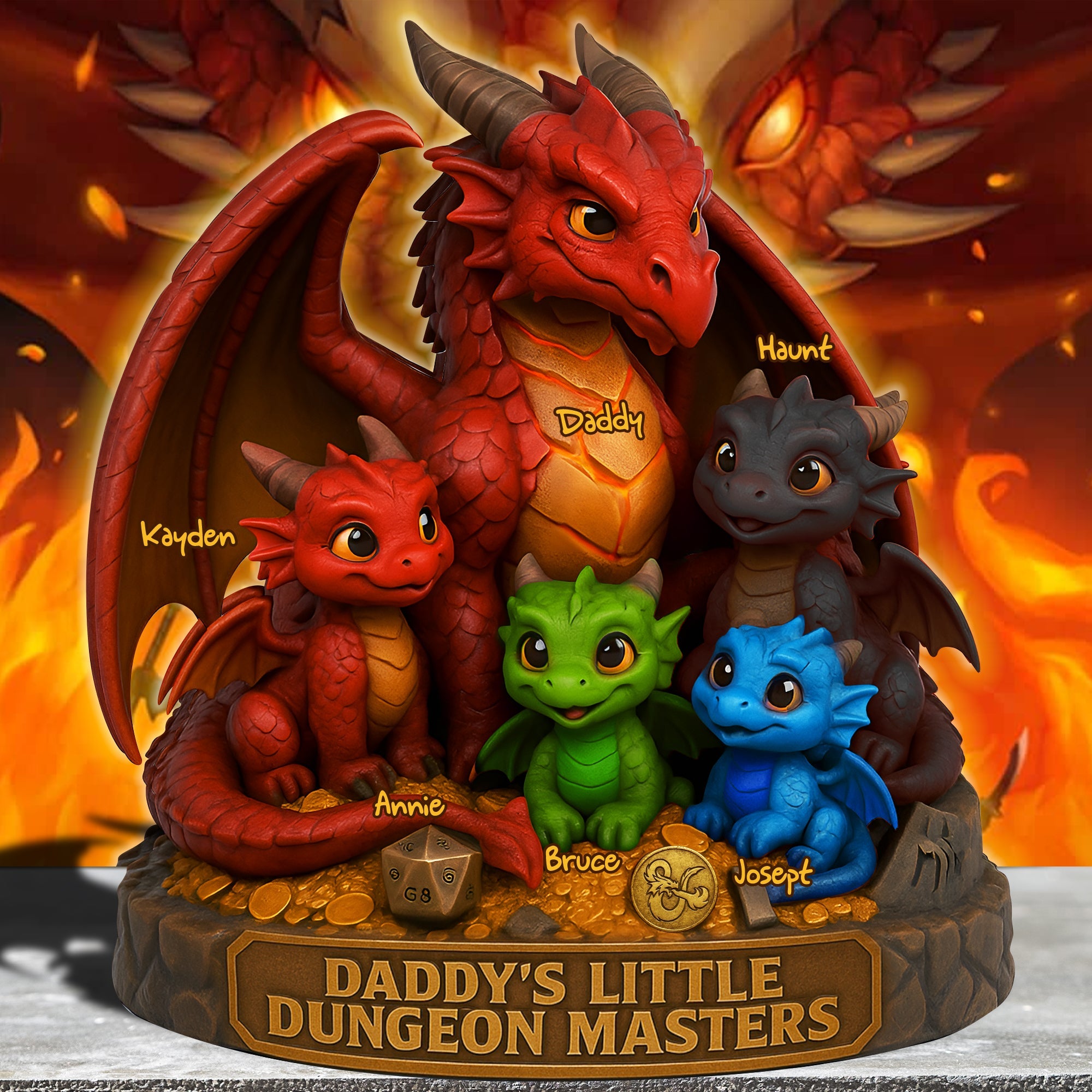 “Dragons Make the Best Dads” - Personalized Dragon Dad Acrylic Plaque - Custom Gift for Fathers, Grandfathers & Dads Shaped Plaques PopCulturePrints