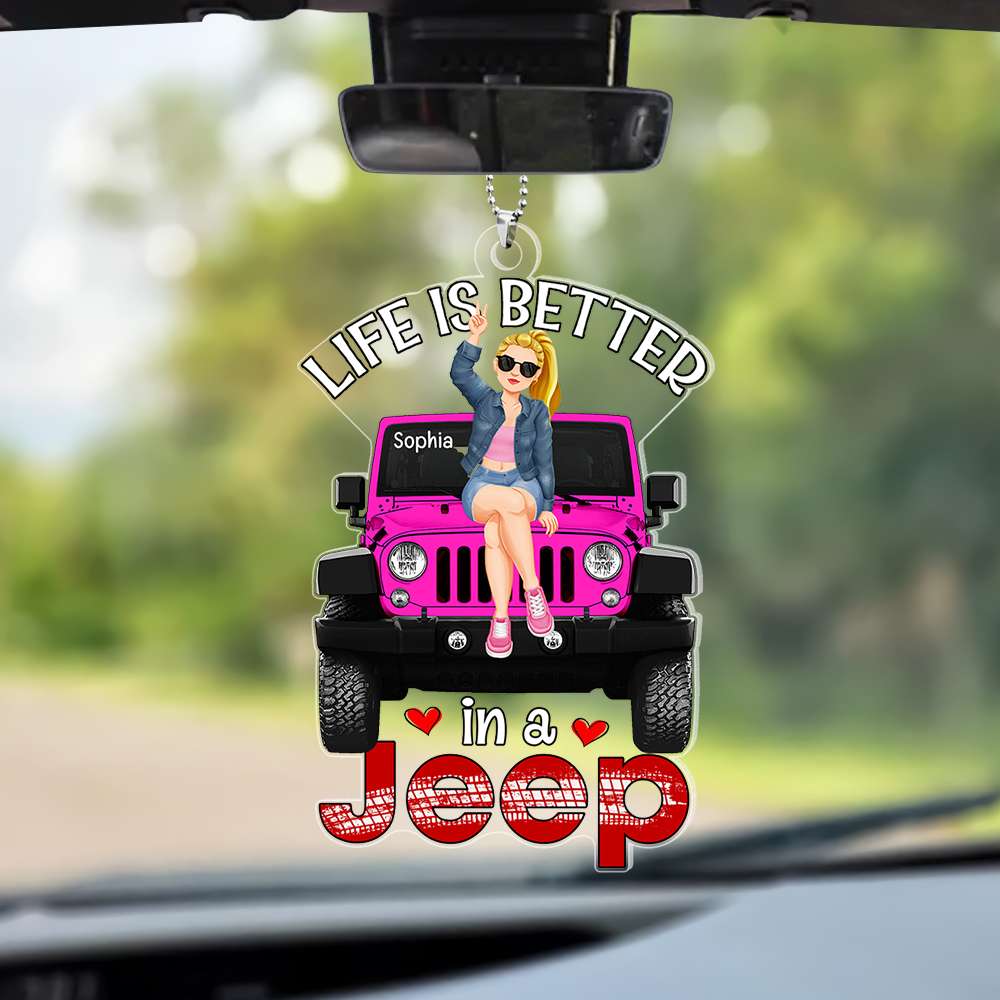 Personalized 'Life is Better in a Jeep' Car Ornament