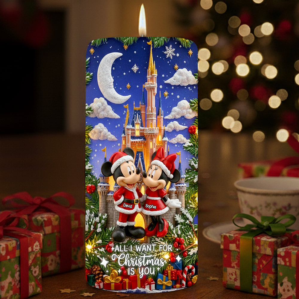 All I Want For Christmas Is You - Personalized Romantic Couple LED Candle Led Candle PopCulturePrints