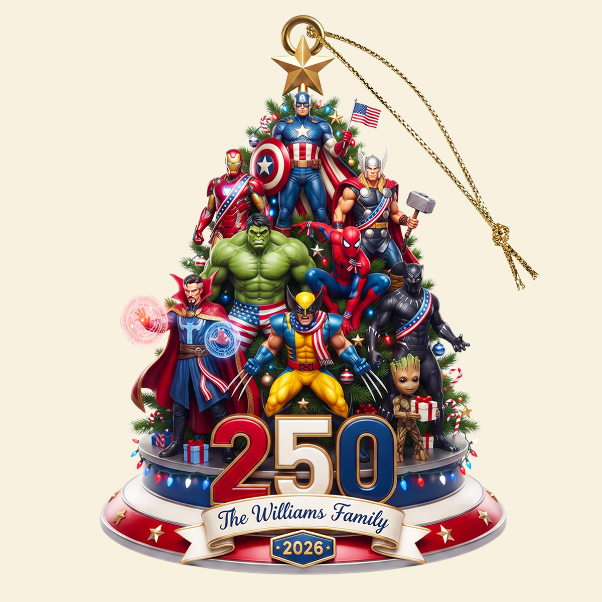 Celebrate the Spirit of America - Personalized Christmas Ornament for Family and Friends